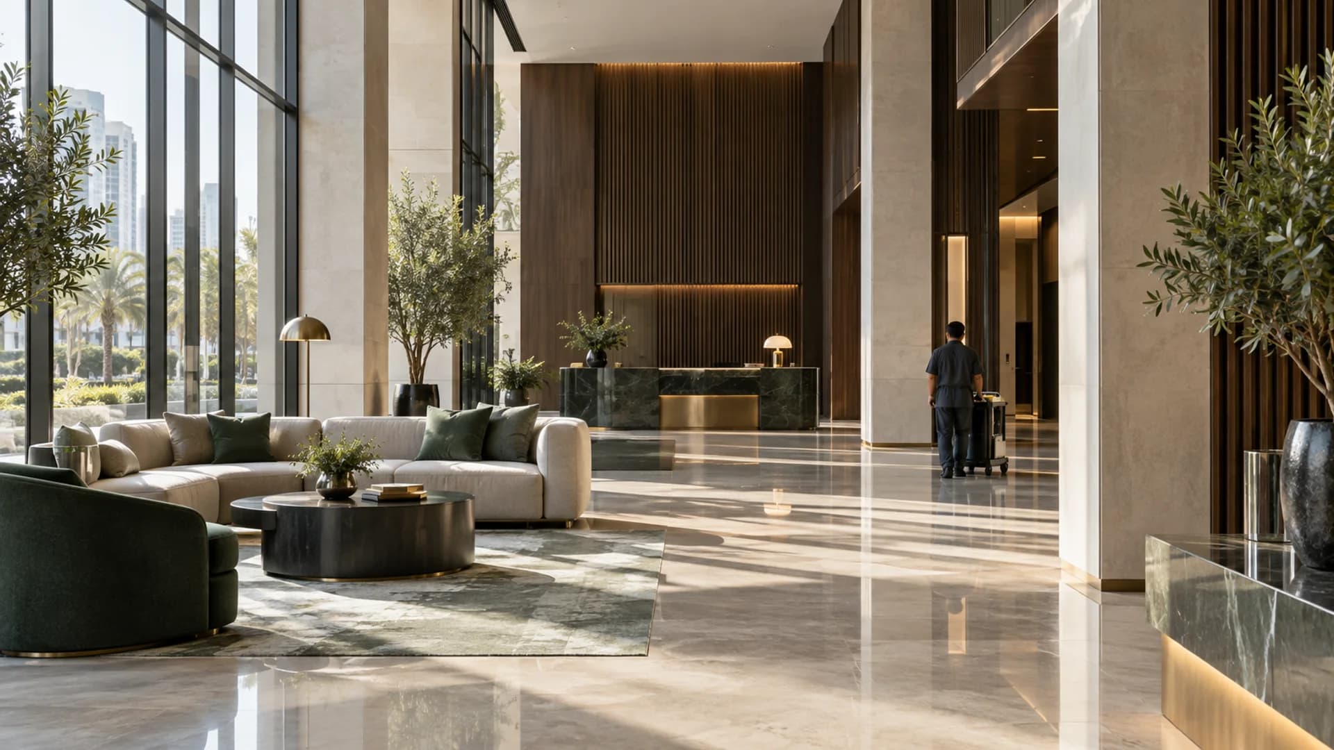 Representative view of a professionally maintained property lobby